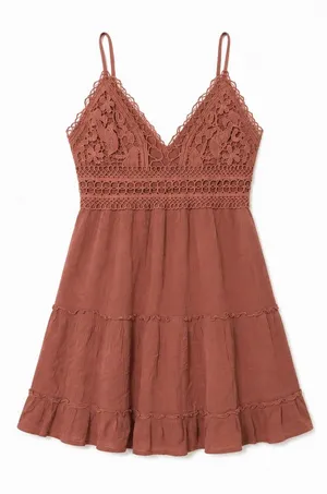 Iris Rust Crochet Lace Mini Dress thumbnail 1
