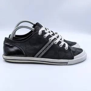 Coach Polly Signature Monogram Sneakers Womens 9B Black Jacquard Patent Low Top thumbnail 3