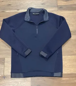 Under Armour Navy Gray Accent Quilted Quarter‑Zip Sweatshirt Size S thumbnail 1