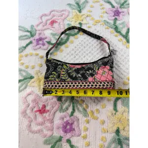 Croft & Barrow Quilted Floral Shoulder‎ Bag Black Pink Green RN73277 Small Purse thumbnail 8