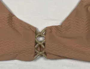 Aerie Scoop Bikini Top Womens Size XL NWT Nude Lacing Shimmer Adjustable thumbnail 3