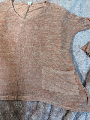 Garage Rose Pink V‑Neck Knit Sweater with Front Pockets thumbnail 6