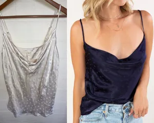 LOVE STITCH Dot Jacquard Cowl Neck Satin Cami Top NWT Medium M ROMANTIC FEMININE thumbnail 2