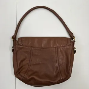 Juicy Couture Brown Leather Shoulder Bag Gold Turn Lock Hobo Saddle Bag thumbnail 3