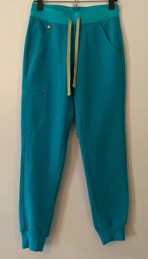 FIGS Teal Blue Zamora Jogger Scrub Pants Regular Rise Uniform Women's size XXS thumbnail 1