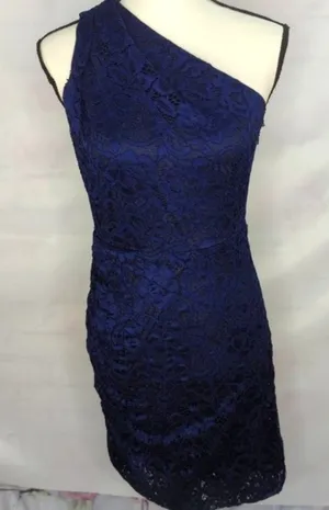 Sam Edelman Navy One Shoulder‎ Lace Mini Dress thumbnail 1