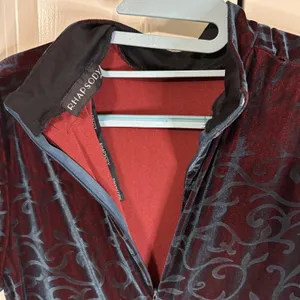 Women's Rhapsody LTD Velvet/Velour Dress Teal & Maroon Swirl Design Sm/M Y2K 90s thumbnail 4
