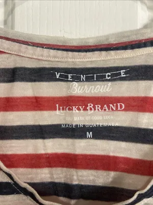 Lucky Brand Red, Navy & White Striped V-Neck Tee thumbnail 2