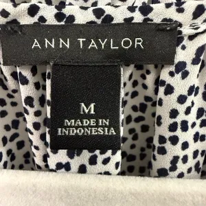 Ann Taylor Medium Black Spotted Long Sleeve Keyhole Front Blouse thumbnail 3