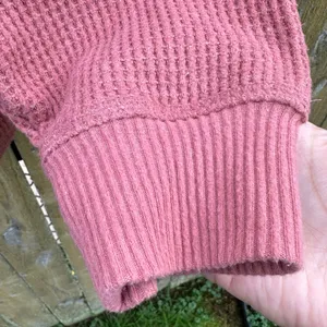 Old Navy Cozy Shrunk Waffle Knit Henley Sweater in Pink Bamboo Sz XXL thumbnail 6