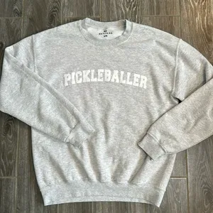 Pickleballer heathered gray crewneck sweatshirt boutique small medium trendy thumbnail 1