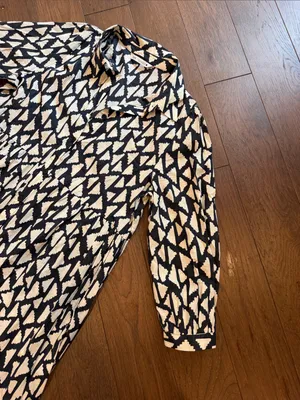 Zara Long Print Collar Dress in Black/Off White Size XL - C30-110 thumbnail 5