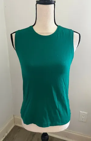 Banana Republic Timeless Shirt XS Green Sleeveless Jewel Tone Minimalist‎ Basic thumbnail 1