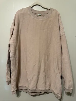 Aerie Women's Oversized Waffle Knit Crewneck Sweater - Dusty Rose thumbnail 1