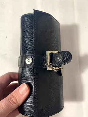 Vintage J Weight Designs Black Jewelry Roll Travel Case Organizer W/ ZipperPouch thumbnail 2