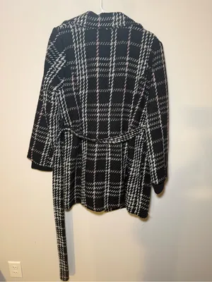 NWT Vintage Wet Seal Plaid Belted Coat Women XL Y2K Black Pink thumbnail 7