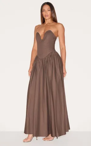 Pretty Little Thing Brown Floor length Dress thumbnail 3
