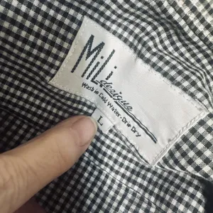 Mili Designs Vintage Gingham Fruit Embroidered Button Down Shirt Black White L thumbnail 6