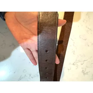 Vintage Brown leather metal turquoise patina studded belt size 34-38” western thumbnail 9