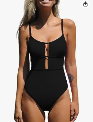 Cupshe Women's One Piece Swimsuit Scoop Neck Adjustable Straps Cutout Back Self Tie Bathing Suit thumbnail 1