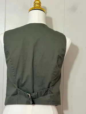 Abercrombie & Fitch Olive Green Tailored Button Front Vest Size Small thumbnail 4