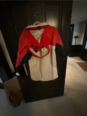The North Face Red & Cream Hooded Colorblock Jacket thumbnail 8