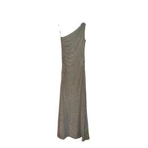 Caché Floor Length Shimmer Silver One Shoulder Evening Gown Size 2 thumbnail 2