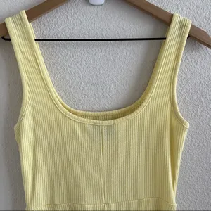 ASOS Designs Ribbed Yellow Dress Feminine Midi Slit US 06 thumbnail 6