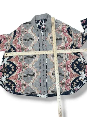 Free People Virgo Baby Floral Boho Oversized Button Up Shirt Black‎ Multi Medium thumbnail 12