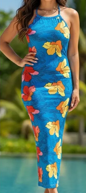 💙 Tropical Floral Maxi Dress thumbnail 1