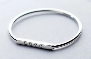 Boutique NEW Women's Dainty‎ White Gold-Plated S925 LOVE Bar Band Ring Size 7 thumbnail 1