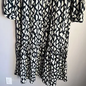 Zara New Long Print Collar Dress Black thumbnail 8