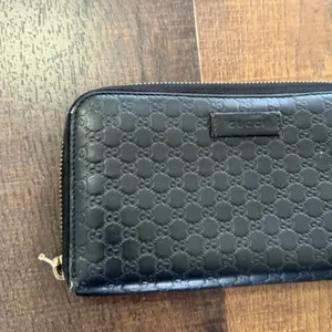 Gucci Guccissima Zip Around Wallet Black Leather GG Embossed Long Wallet thumbnail 2