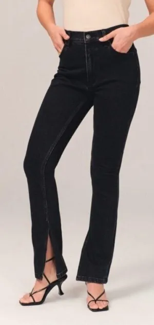 Abercrombie & Fitch Split Hem Jeans Sz 25 Black Denim Skinny High Rise thumbnail 1