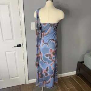 ASOS DESIGN midi dress with wrap around one shoulder in floral print, M thumbnail 2