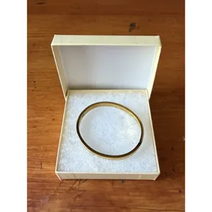 Gold Tone Hinged Bangle Bracelet Minimalist Stackable Classic Modern Jewelry thumbnail 2