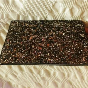 Kate Spade Black Gold Glitter Card Holder Saffiano PVC NWT thumbnail 5