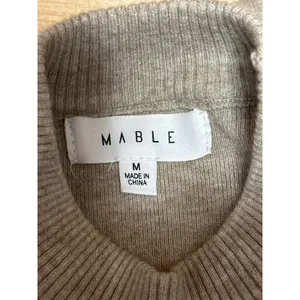 Mable Beige Khaki Tan Knit Long Sleeve Mock Neck Cropped Sweater Top Size M thumbnail 3
