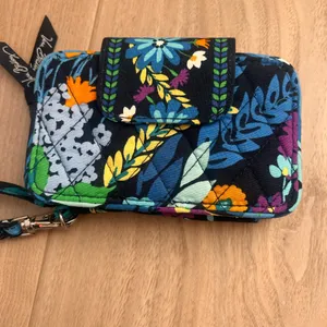 Vera Bradley Midnight Blues Zip ID Case Key Ring Clear Wallet 4"x6" thumbnail 2