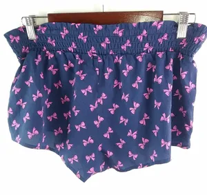 Aerie M Pink Bow Running Short Shorts on Navy Blue thumbnail 4
