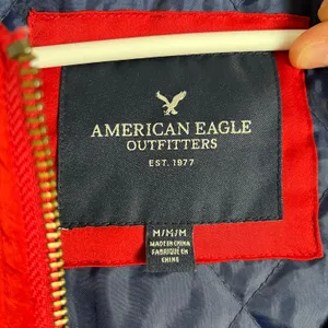 Vintage American Eagle Red Embroidered Bomber Jacket Floral Quilted Streetwear M thumbnail 6