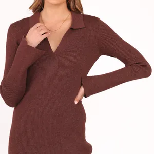 Petal & Pup Brown Makenna Knit Dress MIDI NWT Size S / M thumbnail 3