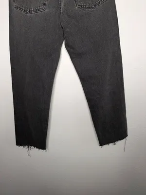 Levis 501 Womens Black Cotton Distressed Cropped Jeans W24 L26 thumbnail 4