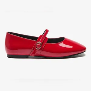 NEW Mary Jane Flats Comfortable Round Toe Red Patent Ballet Flats Career Shoes 8 thumbnail 3