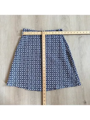 Anthropologie Hutch EUC Women's Blue White Geometric Print A-Line Skirt Size 0 thumbnail 5