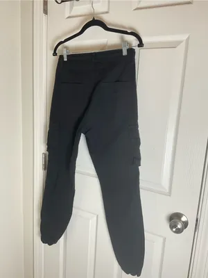 AMERICAN BAZI Black Drawstring High Waist Cargo Jogger Pants Size M thumbnail 7