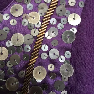 Rain Purple Disc Sequin Gold Bead V-Neck Viscose Top Small thumbnail 4