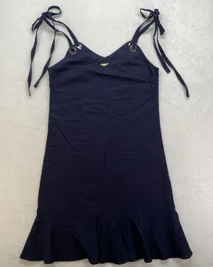 Gianni Bini Navy‎ Blue Nancy Sundress Linen/Cotton Strap Ties Grommet Size XS thumbnail 1