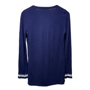 Lilly Pulitzer Thea Tunic Top Sz S Blue White Embroidered Long Sleeve Resort thumbnail 2