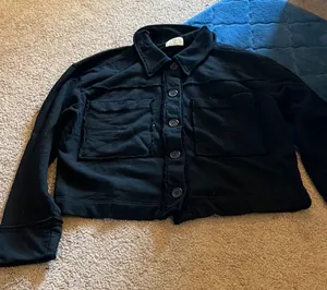 NWOT Anthropologie t.la black sweatshirt cardigan small‎ thumbnail 1